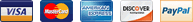 Visa, MasterCard, American Express, Discover, PayPal